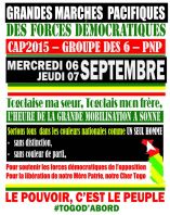 TOGO: Un appel aux Togolais à sortir massivement les 6 et 7 septembre prochains dans les rues, aux côtés du CAP2015, du Groupe des six et du PNP