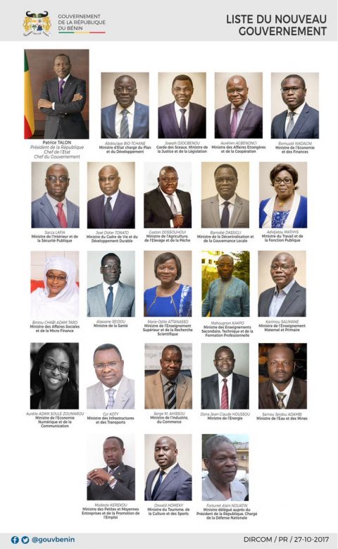 Remaniement au Bénin: Liste complète du nouveau gouvernement de Patrice Talon