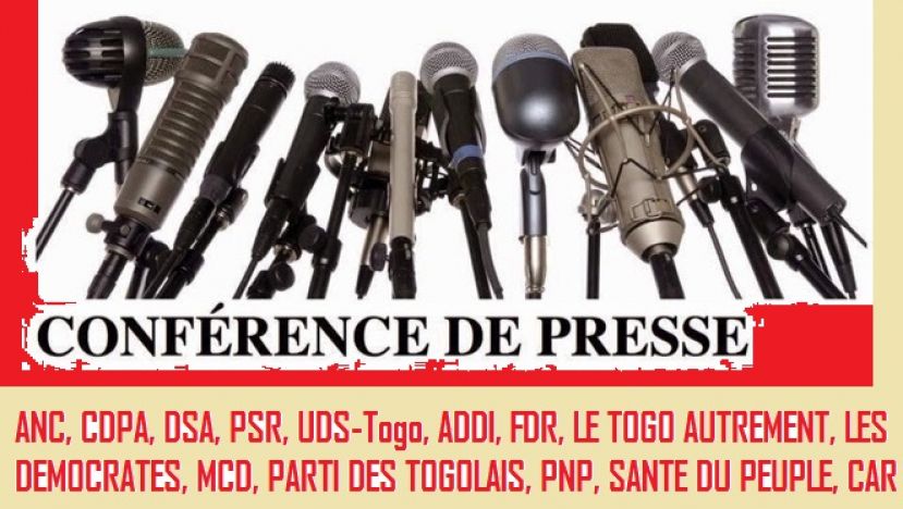 Conférence de presse du vendredi 08 Décembre 2017: ANC, CDPA, DSA, PSR, UDS-Togo, ADDI, FDR, LE TOGO AUTREMENT, LES DEMOCRATES, MCD, PARTI DES TOGOLAIS, PNP, SANTE DU PEUPLE, CAR,  Déclaration liminaire